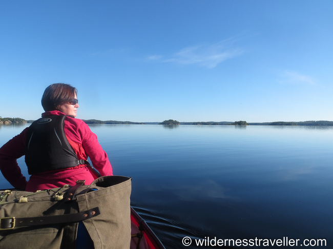 Canoeing in Finland on a calm lake