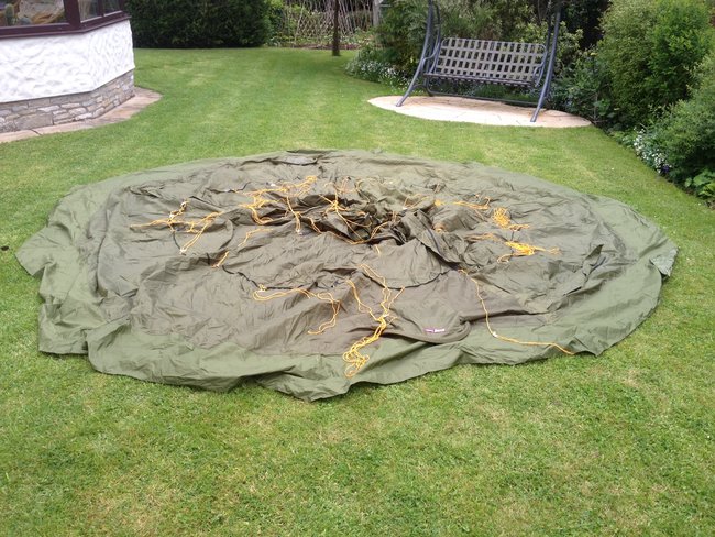 Tent drying on the ground